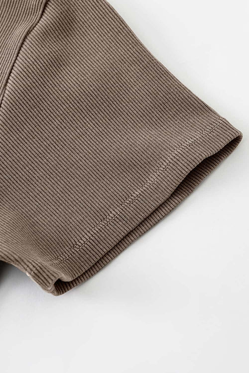 Slim-Fit Side-Slit Midi Dress - Coffee