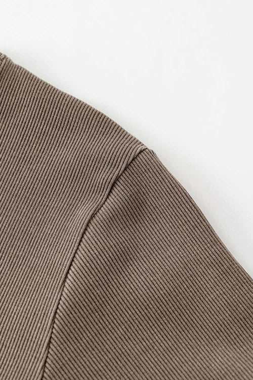 Slim-Fit Side-Slit Midi Dress - Coffee