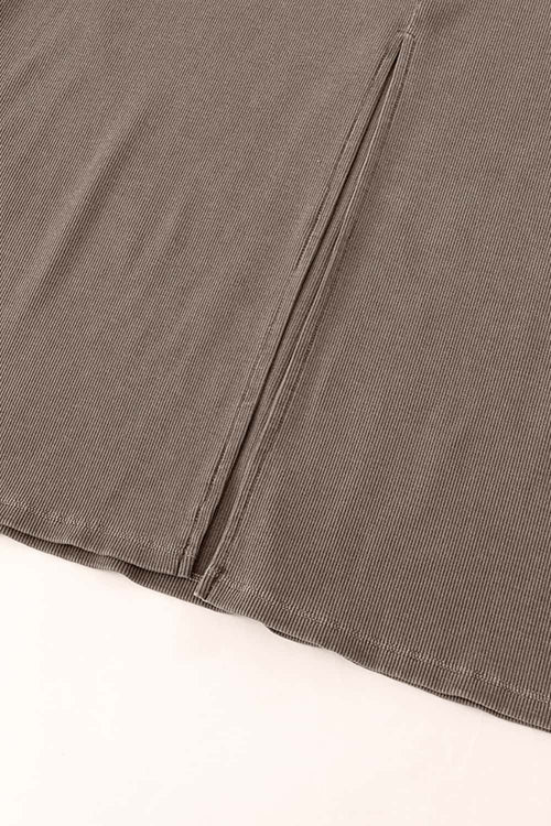 Slim-Fit Side-Slit Midi Dress - Coffee