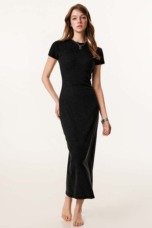 Slim-Fit Side-Slit Midi Dress - Fried Snowflakes