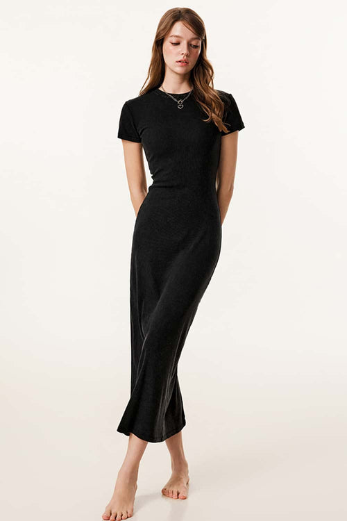 Slim-Fit Side-Slit Midi Dress - Fried Snowflakes