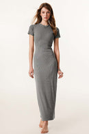 Slim-Fit Side-Slit Midi Dress - Medium Gray