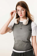 Embroidered Slim Fit Sleeveless Tank - Dark Gray