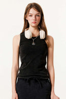 Embroidered Slim Fit Sleeveless Tank - Fried Snowflakes