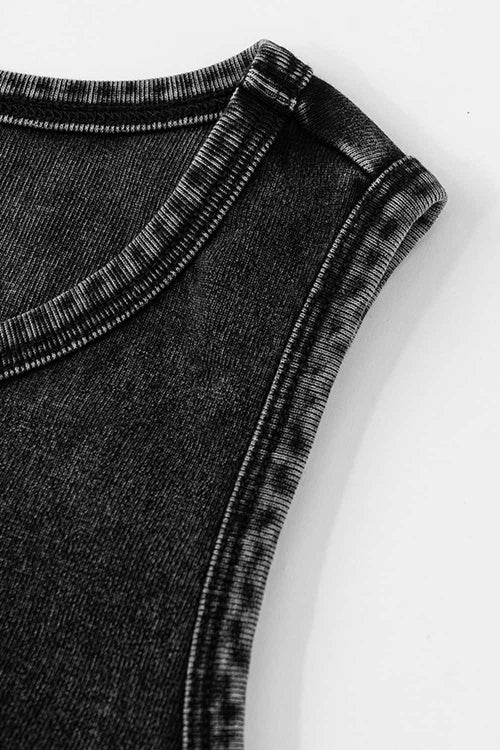 Embroidered Slim Fit Sleeveless Tank - Fried Snowflakes