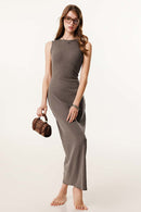 Stretch-Knit Slim-Fit Dress - Coffee