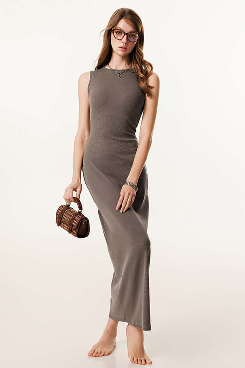 Stretch-Knit Slim-Fit Dress - Coffee