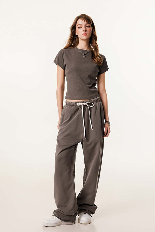 Form-Fitting Breathable Short Sleeve Tee - Coffee