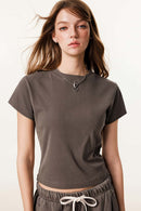 Form-Fitting Breathable Short Sleeve Tee - Coffee