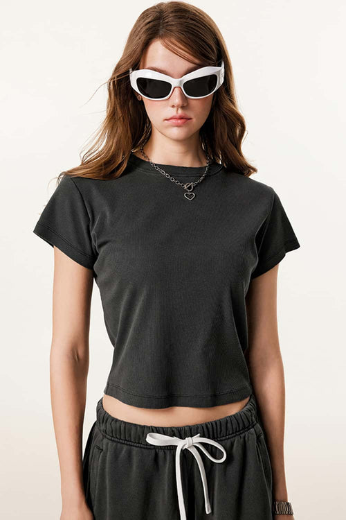 Form-Fitting Breathable Short Sleeve Tee - Dark Gray