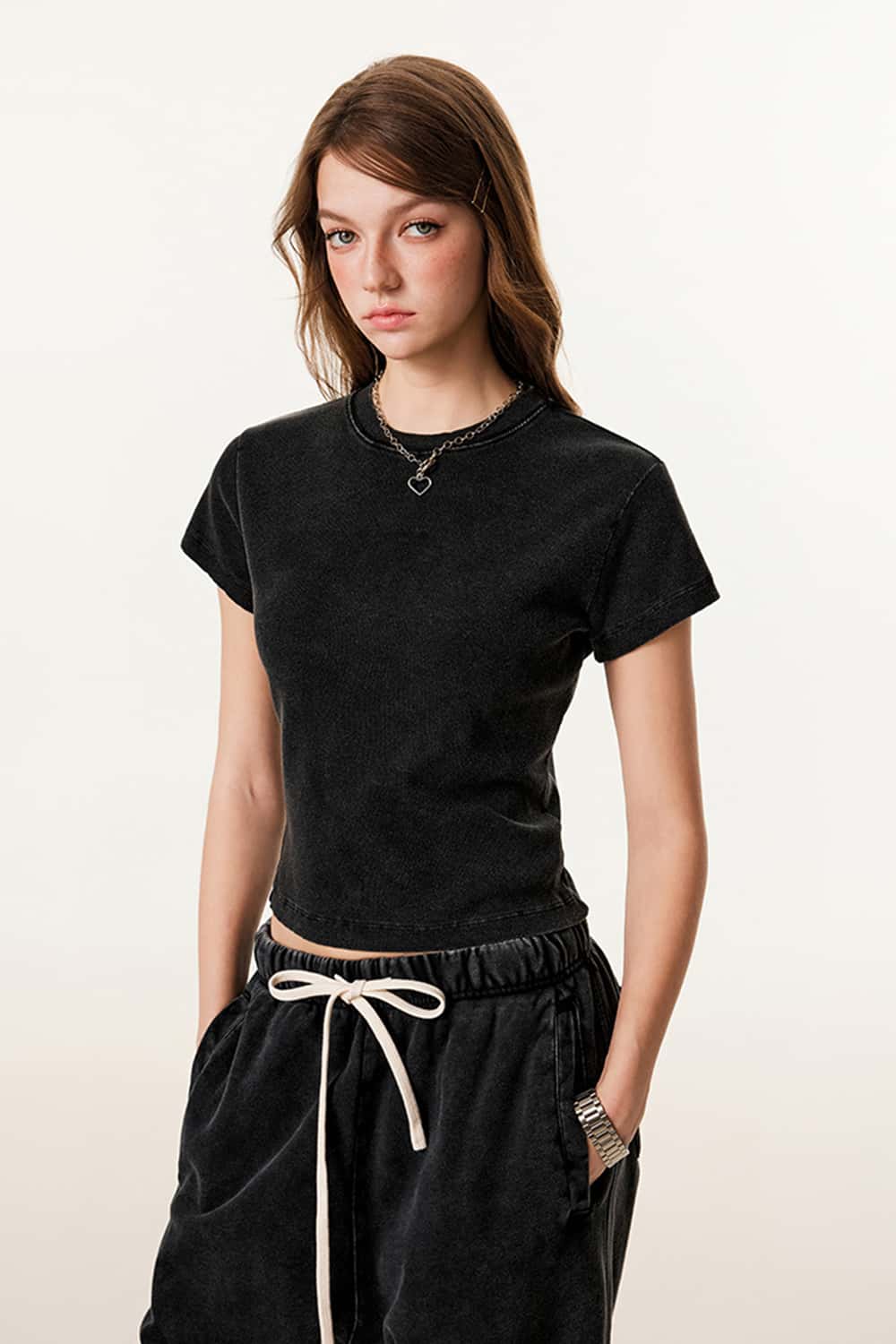 Classic Crew Neck Straight-Shoulder T-Shirt