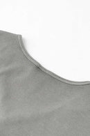 Women's Button V-Neck Short Sleeve Tee - Medium Gray