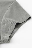Women's Button V-Neck Short Sleeve Tee - Medium Gray