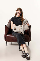 Vintage Washed Cinched Waist Tee - Fried Snowflakes