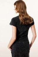 Vintage Washed Cinched Waist Tee - Fried Snowflakes