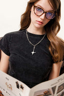 Vintage Washed Cinched Waist Tee - Fried Snowflakes