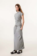 Vintage Washed Cinched Waist Tee - Medium Gray