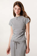 Vintage Washed Cinched Waist Tee - Medium Gray