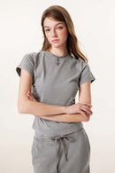 Vintage Washed Cinched Waist Tee - Medium Gray