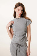 Vintage Washed Cinched Waist Tee - Medium Gray