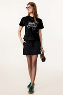Cropped Heritage Cotton Tee - Black