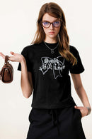 Cropped Heritage Cotton Tee - Black