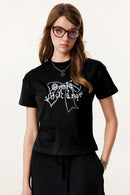Cropped Heritage Cotton Tee - Black