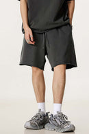 Heavyweight Rolled-Hem Casual Shorts - Dark Gray