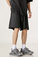 Heavyweight Rolled-Hem Casual Shorts - Dark Gray