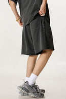 Heavyweight Rolled-Hem Casual Shorts - Dark Gray