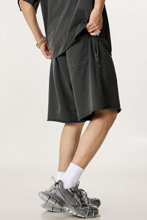 Heavyweight Rolled-Hem Casual Shorts - Dark Gray