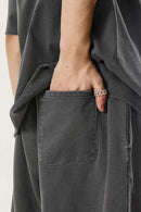 Heavyweight Rolled-Hem Casual Shorts - Dark Gray
