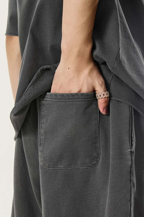 Heavyweight Rolled-Hem Casual Shorts - Dark Gray