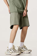 Heavyweight Rolled-Hem Casual Shorts - Grayish Green