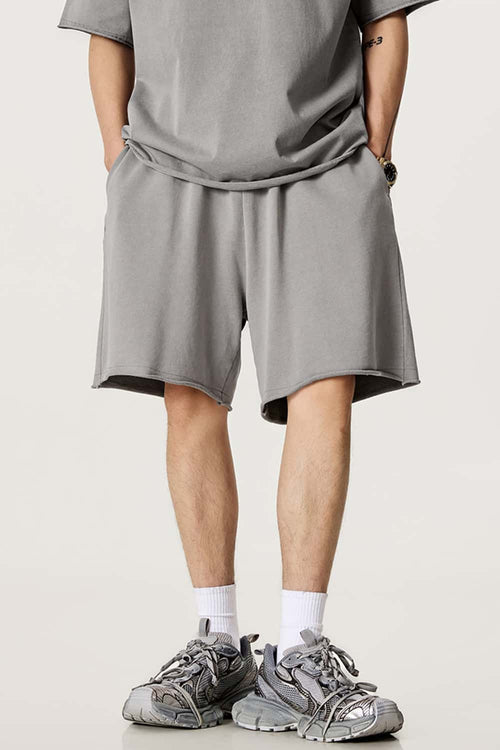 Heavyweight Rolled-Hem Casual Shorts - Medium Gray