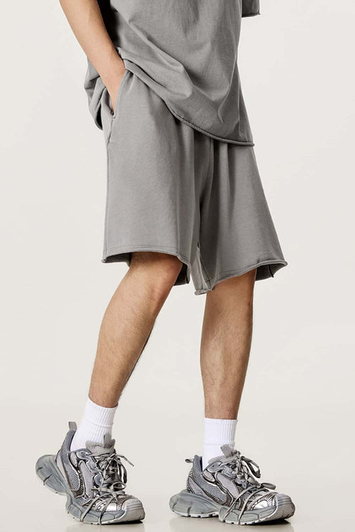 Heavyweight Rolled-Hem Casual Shorts - Medium Gray