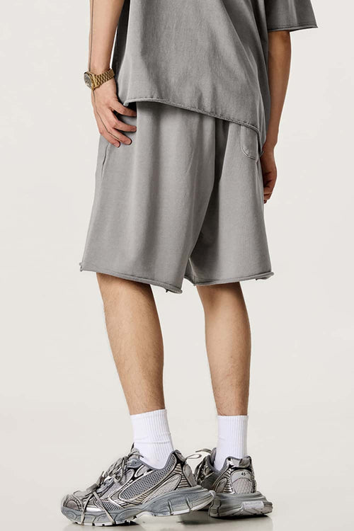 Heavyweight Rolled-Hem Casual Shorts - Medium Gray