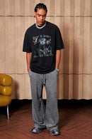 Distressed Acid Wash Graphic Tee - Fried Snowflakes