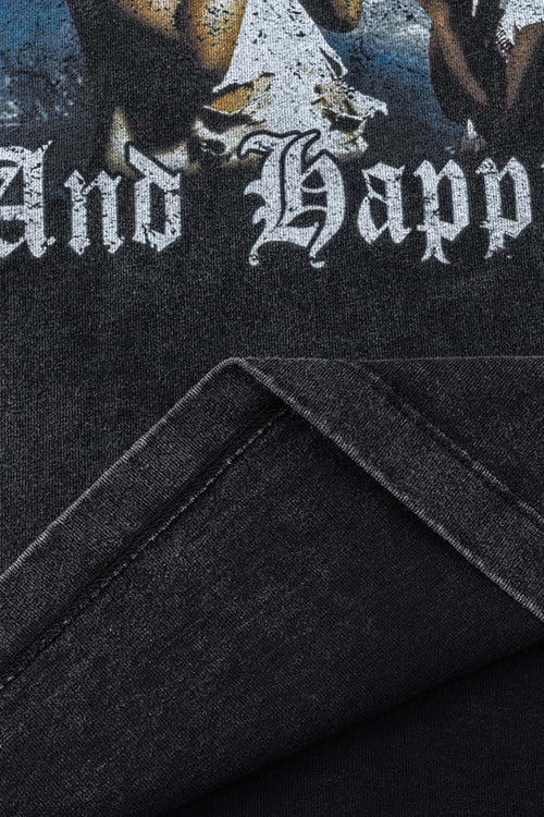Distressed Acid Wash Graphic Tee - Fried Snowflakes