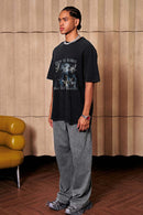 Distressed Acid Wash Graphic Tee - Fried Snowflakes