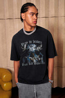 Distressed Acid Wash Graphic Tee - Fried Snowflakes