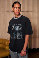 Distressed Acid Wash Graphic Tee - Fried Snowflakes