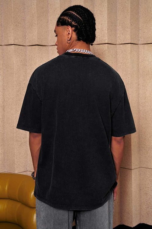 Distressed Acid Wash Graphic Tee - Fried Snowflakes