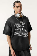 Breathable Vintage Graphic Tee - Vintage Black