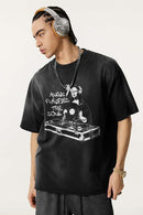 Breathable Vintage Graphic Tee - Vintage Black