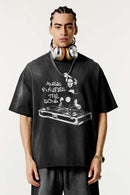 Breathable Vintage Graphic Tee - Vintage Black