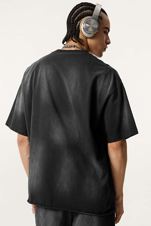 Breathable Vintage Graphic Tee - Vintage Black