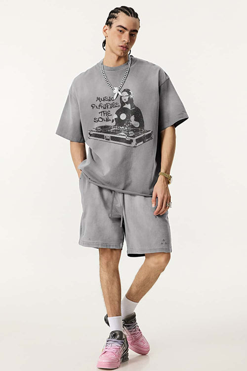 Breathable Vintage Graphic Tee - Vintage Medium Gray