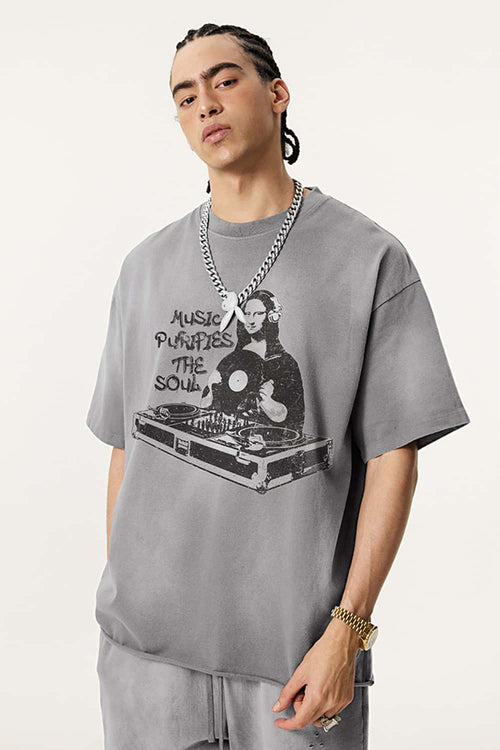 Breathable Vintage Graphic Tee - Vintage Medium Gray