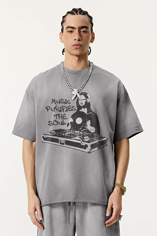Breathable Vintage Graphic Tee - Vintage Medium Gray